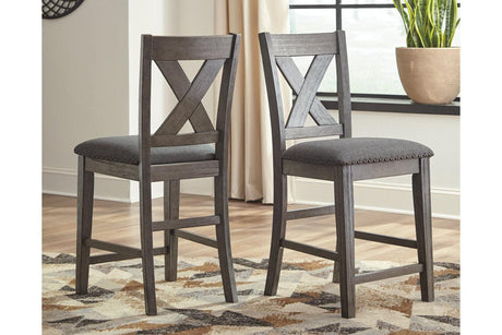 Caitbrook Gray Counter Height Upholstered Barstool, Set of 2 by Ashley at Eve Furniture
