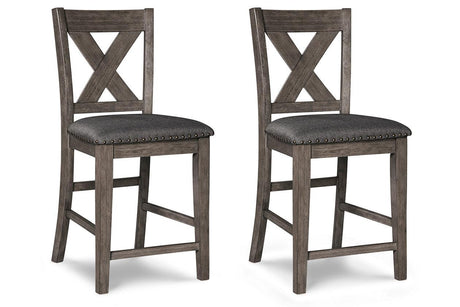 Caitbrook Gray Counter Height Upholstered Barstool, Set of 2 by Ashley at Eve Furniture