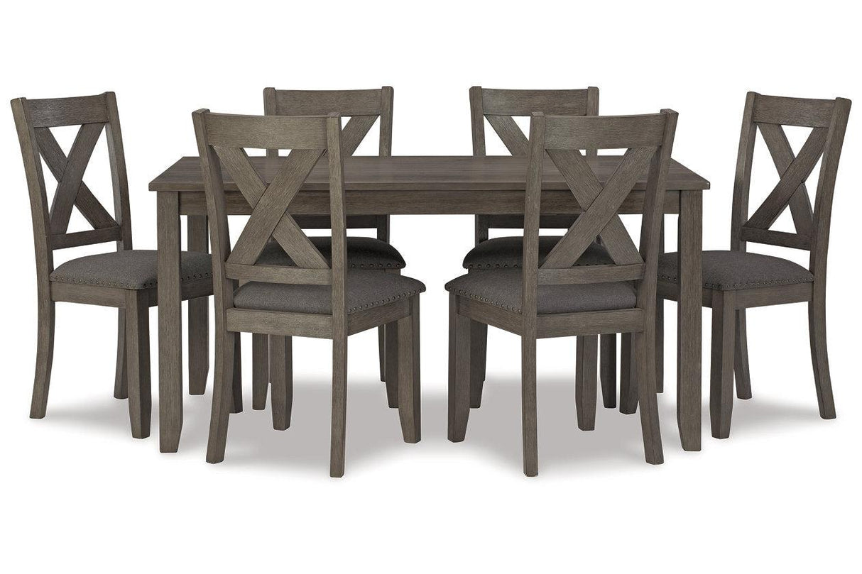 Caitbrook Gray Dining Table and 6 Chairs by Ashley at Eve Furniture