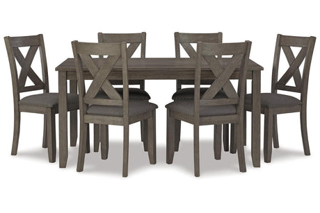 Caitbrook Gray Dining Table and 6 Chairs by Ashley at Eve Furniture