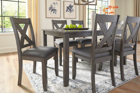 Caitbrook Gray Dining Table and 6 Chairs by Ashley at Eve Furniture