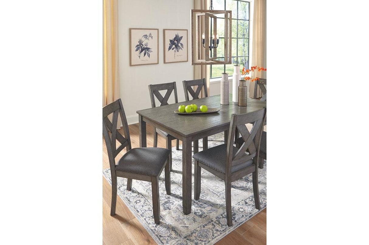 Caitbrook Gray Dining Table and 6 Chairs by Ashley at Eve Furniture