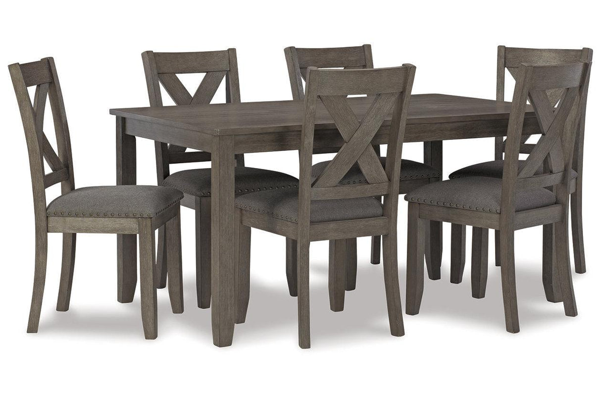 Caitbrook Gray Dining Table and 6 Chairs by Ashley at Eve Furniture