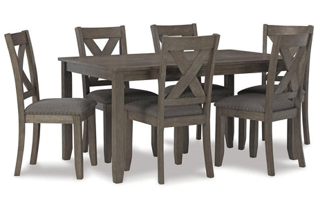 Caitbrook Gray Dining Table and 6 Chairs by Ashley at Eve Furniture