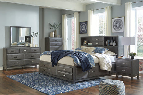 Caitbrook Gray King Bookcase Storage Platform Bed by Ashley at Eve Furniture
