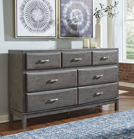 Caitbrook King Storage Bed with 8 Storage Drawers with Dresser in Gray