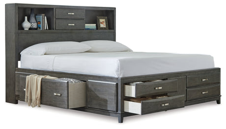 Caitbrook Queen Storage Bed with 8 Drawers with Dresser and Chest in Gray