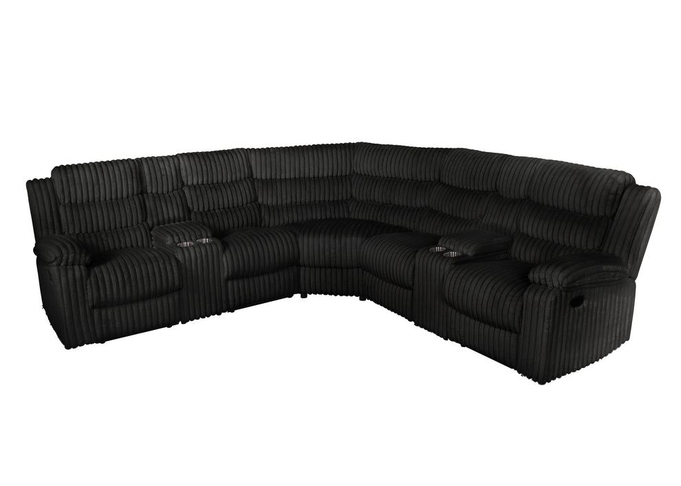 Calantha Black Manual Reclining Sectional by New Era Innovations at Eve Furniture