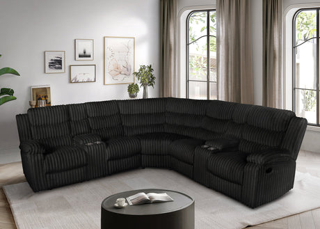 Calantha Black Manual Reclining Sectional by New Era Innovations at Eve Furniture