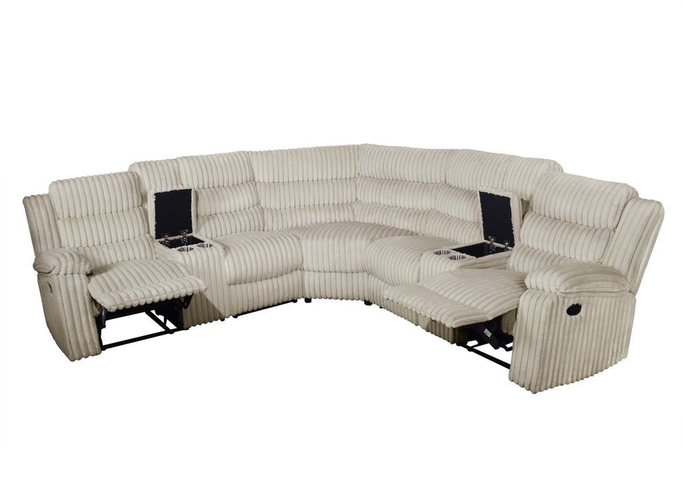 Calantha Cream Manual Reclining Sectional by New Era Innovations at Eve Furniture