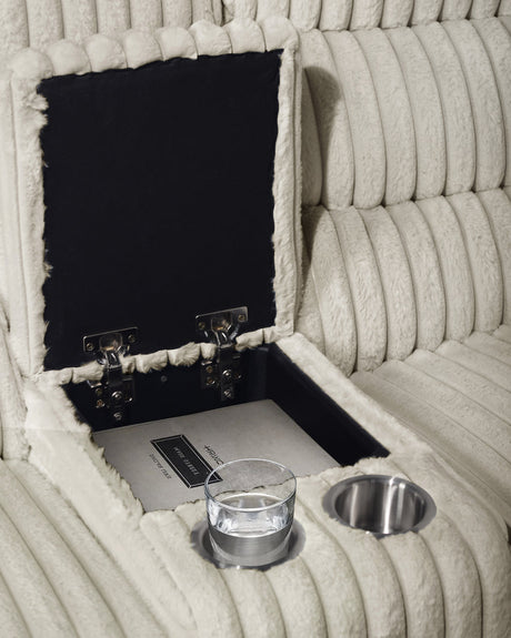 Calantha Cream Manual Reclining Sectional by New Era Innovations at Eve Furniture