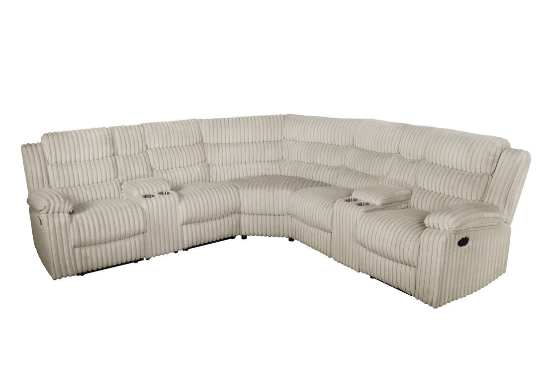 Calantha Cream Manual Reclining Sectional by New Era Innovations at Eve Furniture