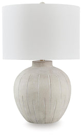 Calbert Warm Gray Table Lamp by Ashley at Eve Furniture