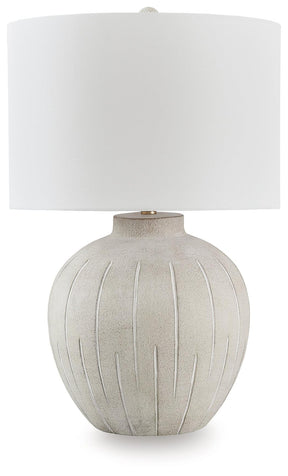 Calbert Warm Gray Table Lamp by Ashley at Eve Furniture