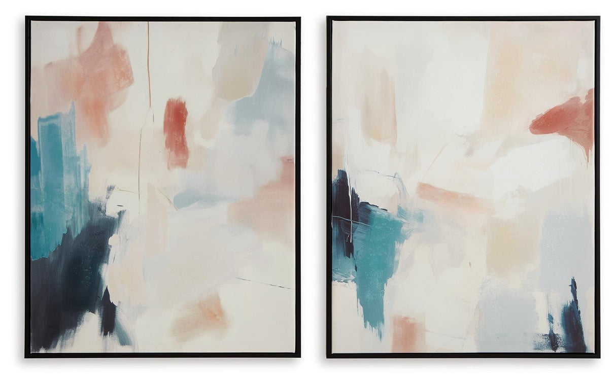 Caldish Blue/White/Pink Wall Art by Ashley at Eve Furniture