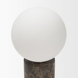 Caldo Brown Marble Base w/ Frosted Glass Globe Table Lamp by Mercana at Eve Furniture