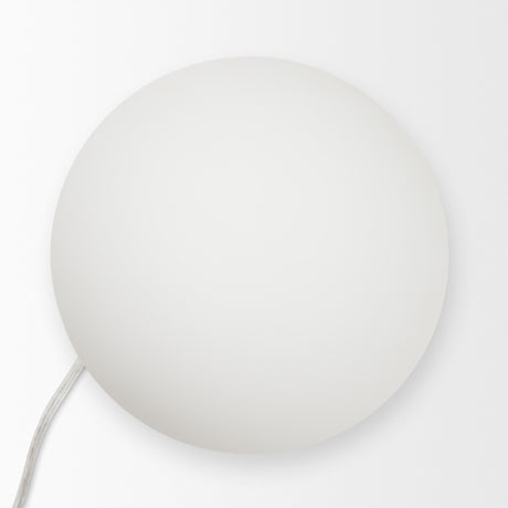 Caldo Brown Marble Base w/ Frosted Glass Globe Table Lamp by Mercana at Eve Furniture