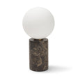 Caldo Brown Marble Base w/ Frosted Glass Globe Table Lamp by Mercana at Eve Furniture