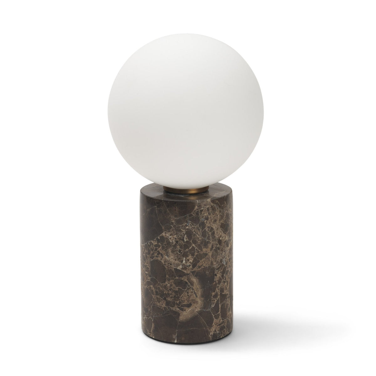 Caldo Brown Marble Base w/ Frosted Glass Globe Table Lamp by Mercana at Eve Furniture
