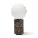 Caldo Brown Marble Base w/ Frosted Glass Globe Table Lamp by Mercana at Eve Furniture