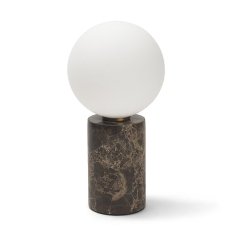 Caldo Brown Marble Base w/ Frosted Glass Globe Table Lamp by Mercana at Eve Furniture