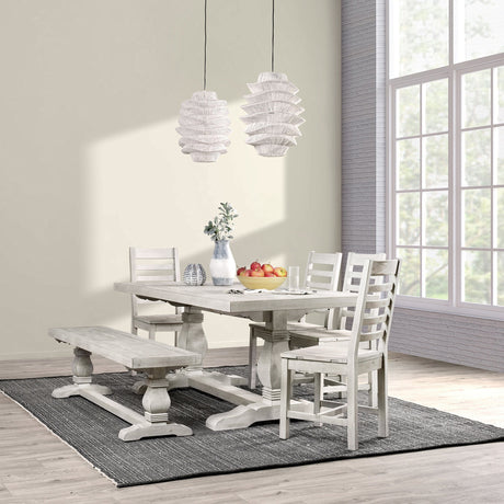 Caleb Distressed Ivory Dining Table by Classic Home at Eve Furniture