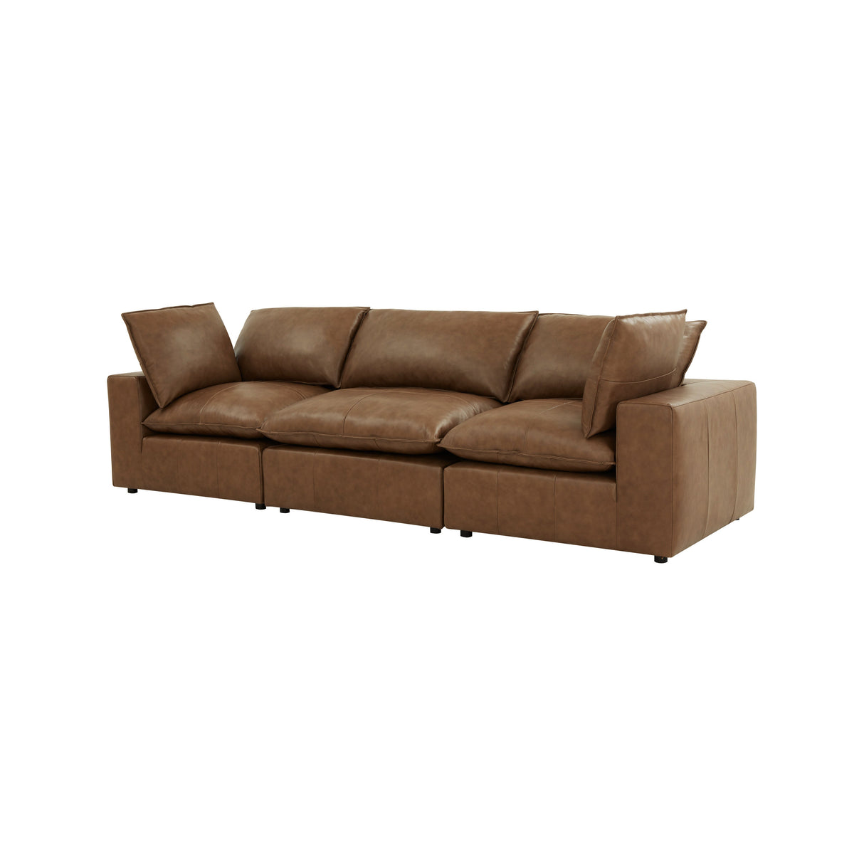 Cali 120" Brown Leather Modular Sofa by TOV Furniture at Eve Furniture