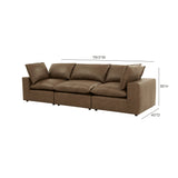 Cali 120" Brown Leather Modular Sofa by TOV Furniture at Eve Furniture