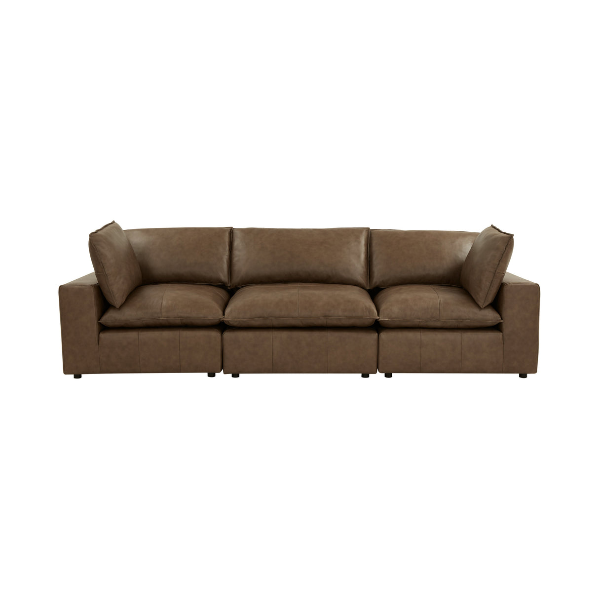 Cali 120" Brown Leather Modular Sofa by TOV Furniture at Eve Furniture