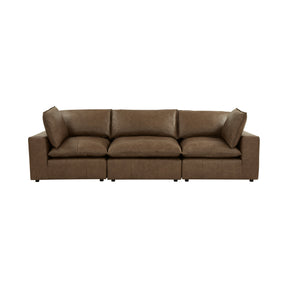 Cali 120" Brown Leather Modular Sofa by TOV Furniture at Eve Furniture