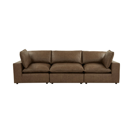Cali 120" Brown Leather Modular Sofa by TOV Furniture at Eve Furniture