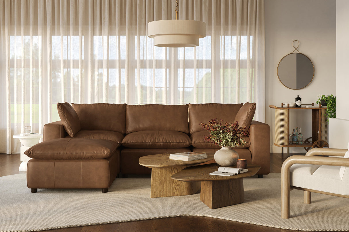 Cali 4-Piece Brown Leather Modular Sectional by TOV Furniture at Eve Furniture