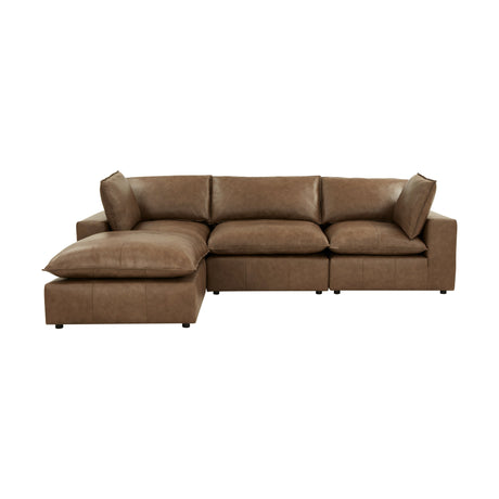 Cali 4-Piece Brown Leather Modular Sectional by TOV Furniture at Eve Furniture