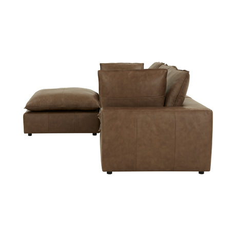 Cali 4-Piece Brown Leather Modular Sectional by TOV Furniture at Eve Furniture