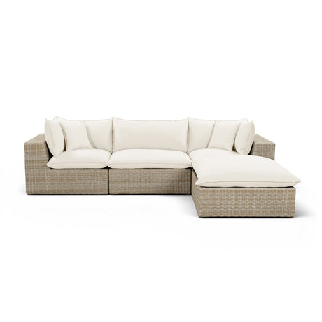 Cali 4-Piece Performance Fabric & Wicker Outdoor Sectional by TOV Furniture at Eve Furniture
