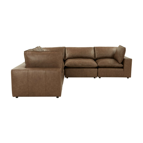Cali 5-Piece Brown Leather Modular L-Sectional by TOV Furniture at Eve Furniture