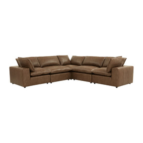 Cali 5-Piece Brown Leather Modular L-Sectional by TOV Furniture at Eve Furniture