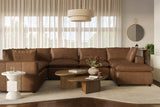 Cali 7-Piece Brown Leather Modular Large Chaise Sectional by TOV Furniture at Eve Furniture