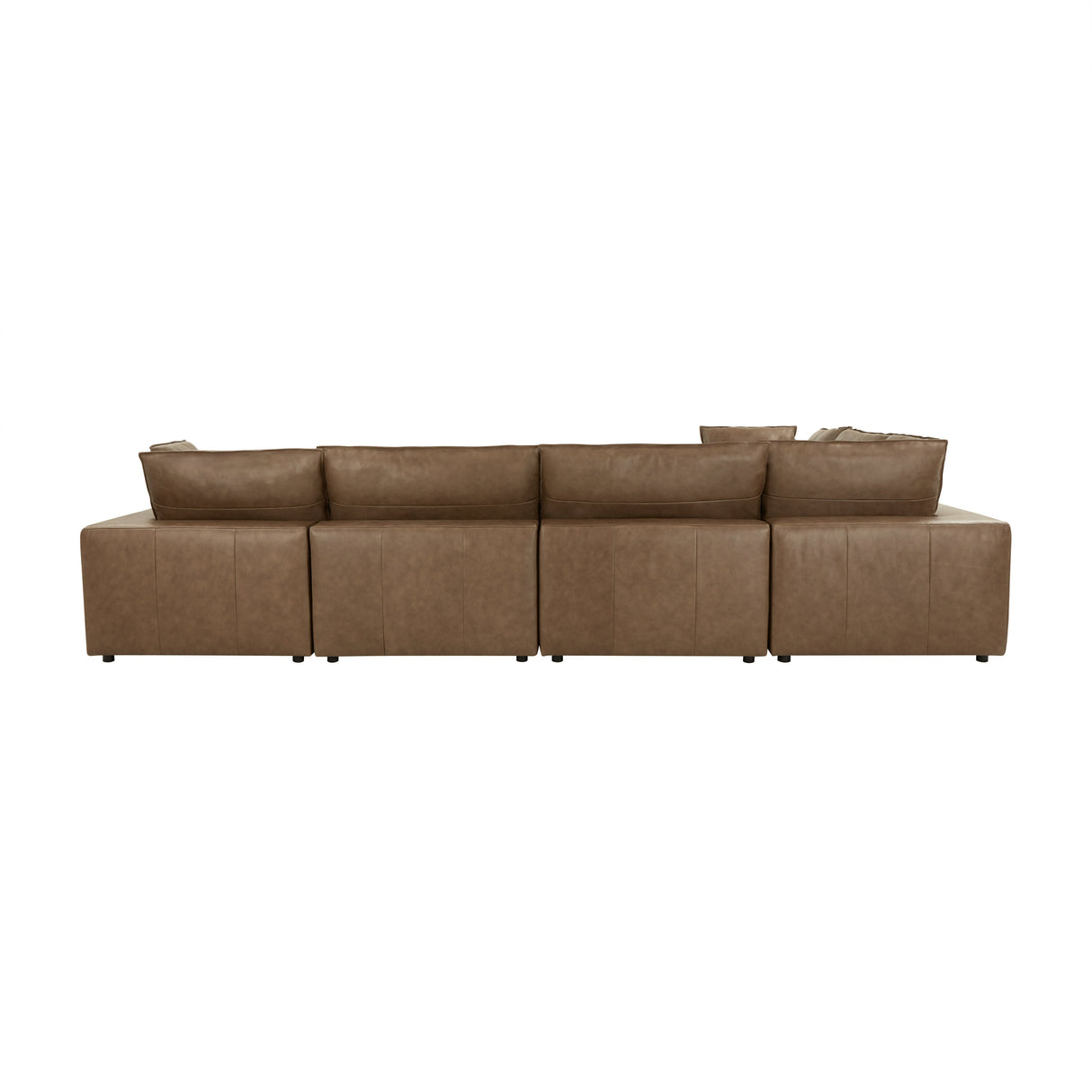 Cali 7-Piece Brown Leather Modular Large Chaise Sectional by TOV Furniture at Eve Furniture