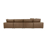 Cali 7-Piece Brown Leather Modular Large Chaise Sectional by TOV Furniture at Eve Furniture
