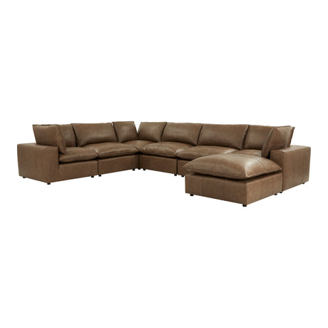 Cali 7-Piece Brown Leather Modular Large Chaise Sectional by TOV Furniture at Eve Furniture