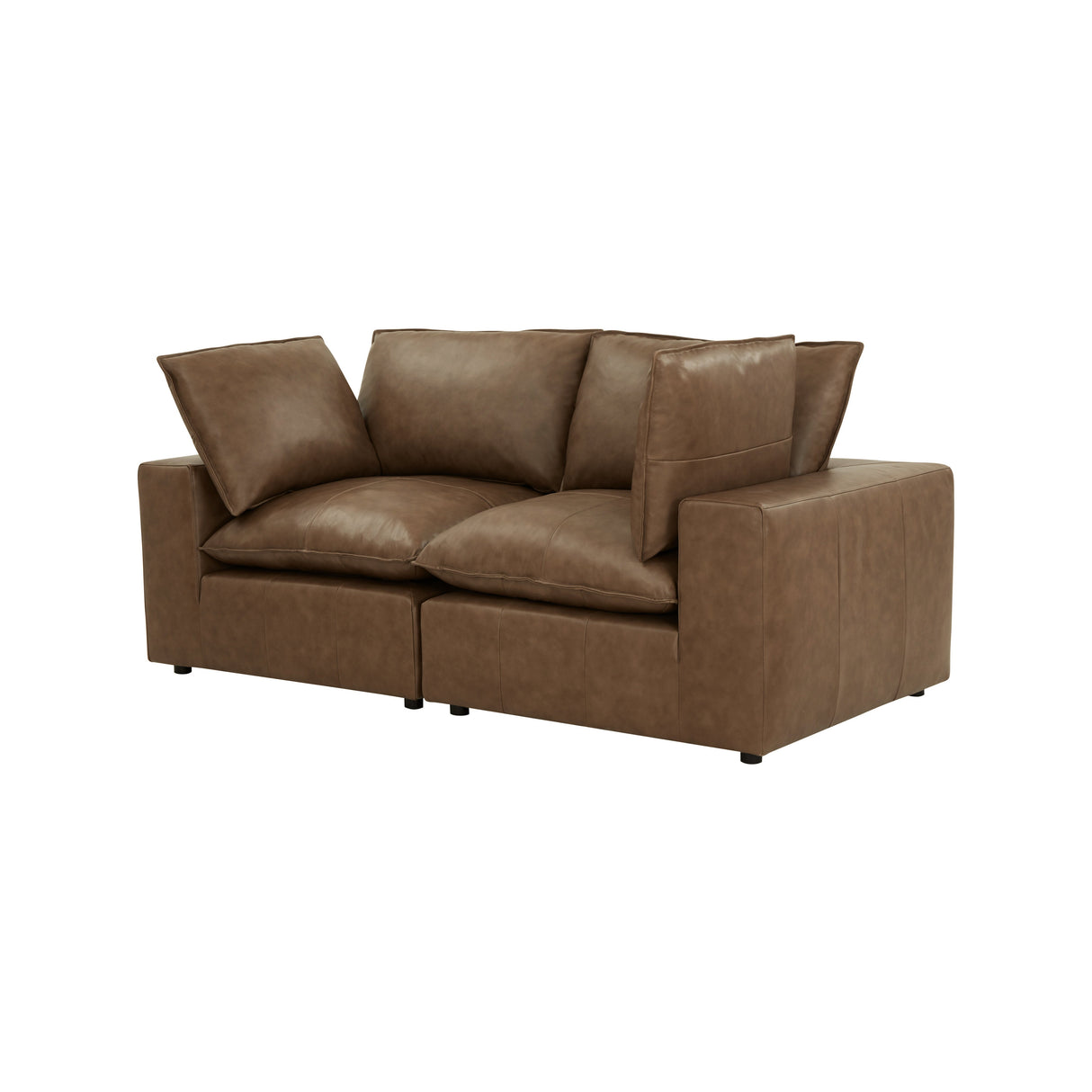 Cali 80" Brown Leather Modular Loveseat by TOV Furniture at Eve Furniture