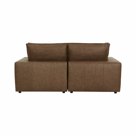 Cali 80" Brown Leather Modular Loveseat by TOV Furniture at Eve Furniture