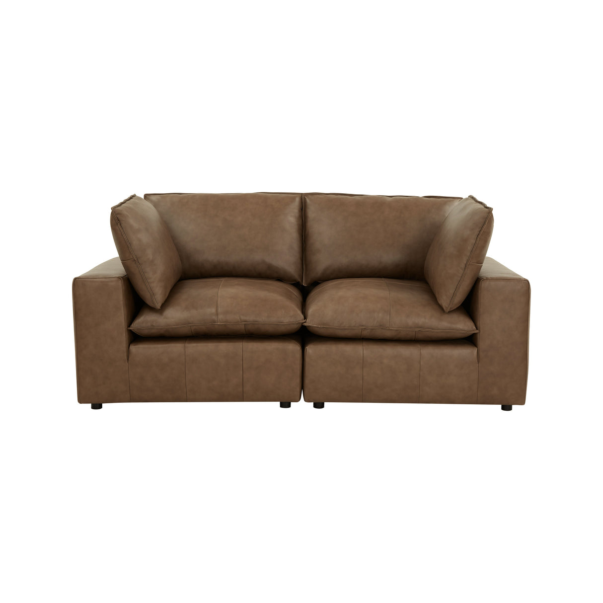 Cali 80" Brown Leather Modular Loveseat by TOV Furniture at Eve Furniture