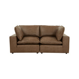 Cali 80" Brown Leather Modular Loveseat by TOV Furniture at Eve Furniture