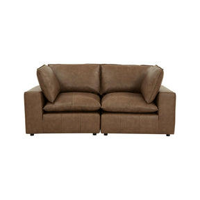 Cali 80" Brown Leather Modular Loveseat by TOV Furniture at Eve Furniture