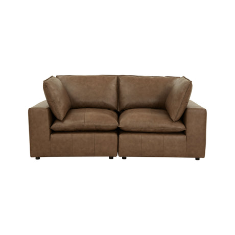 Cali 80" Brown Leather Modular Loveseat by TOV Furniture at Eve Furniture