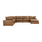 Cali Brown Leather Modular 7-Piece Large Chaise Sectional by TOV Furniture at Eve Furniture