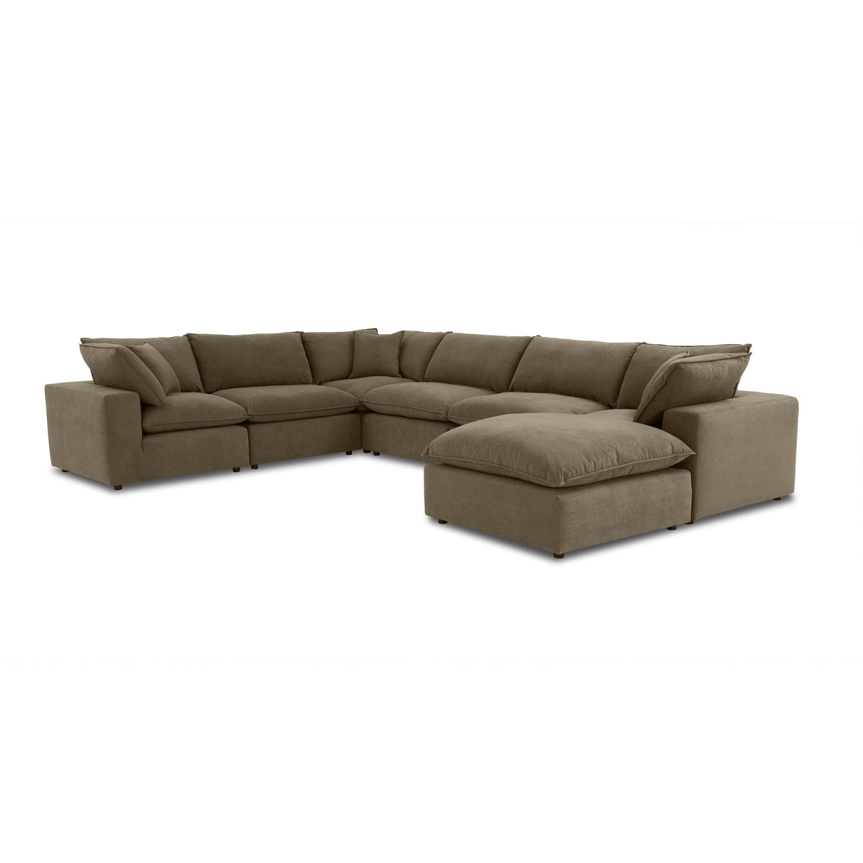 Cali Chocolate Brown Performance Velvet Large Chaise Sectional by TOV Furniture at Eve Furniture