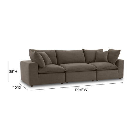 Cali Chocolate Brown Performance Velvet Modular Sofa by TOV Furniture at Eve Furniture